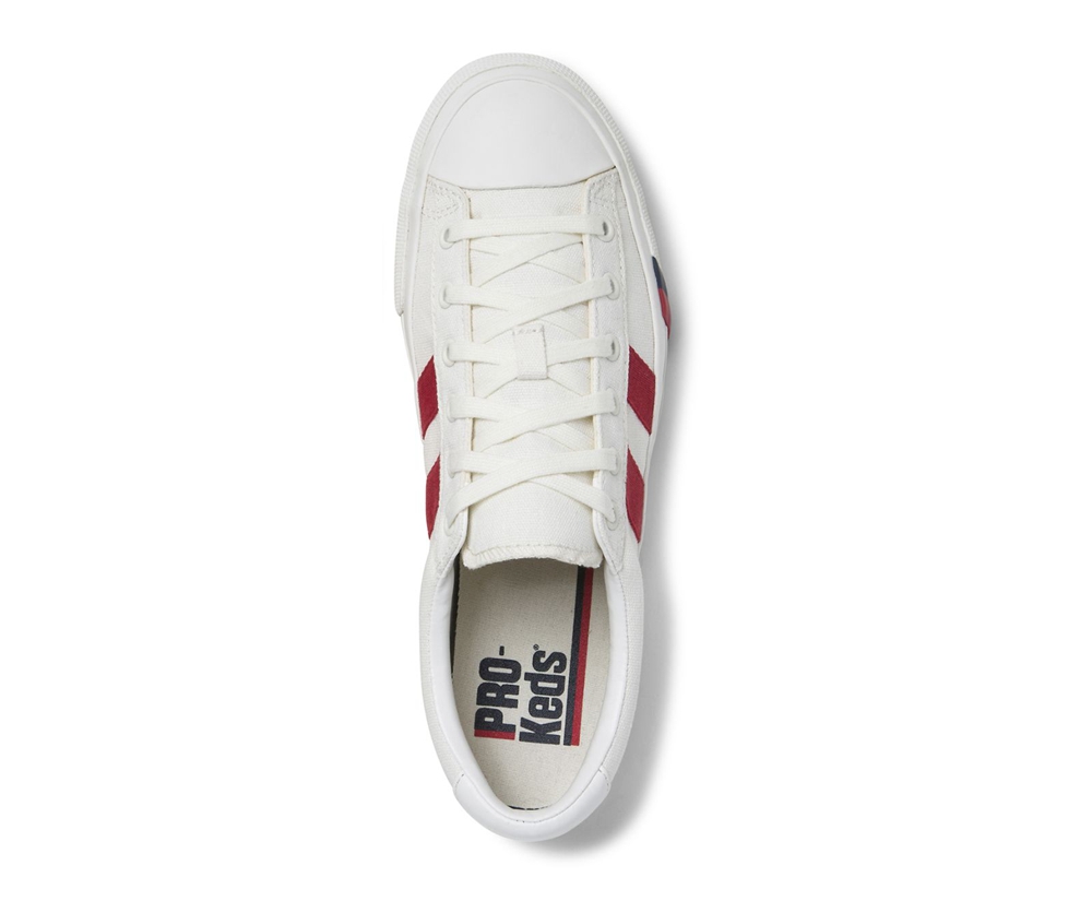 Womens Keds Sneakers - Royal Plus Canvas - White/Red - 2098-EYMSK